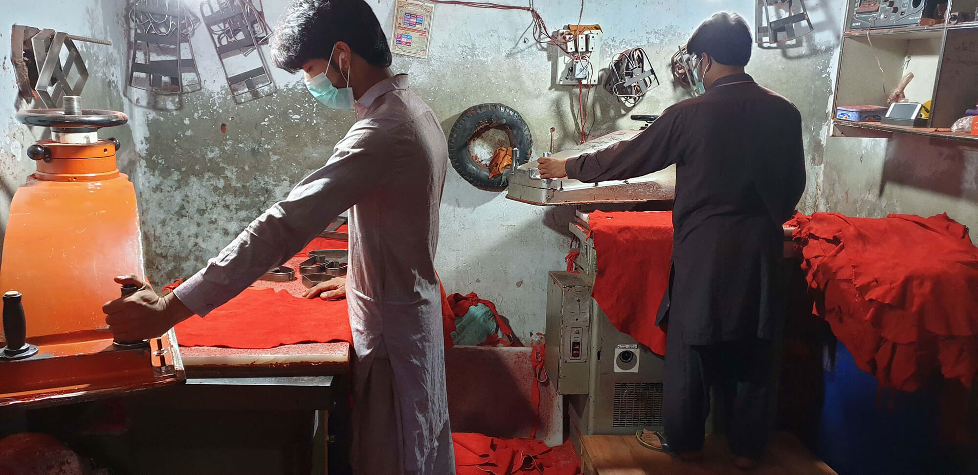 Stitching and assembly area for gloves production